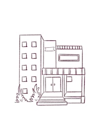 a drawing of a building on a white background