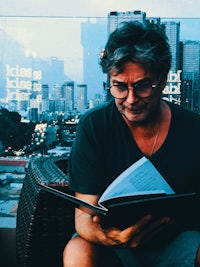 a man reading a book