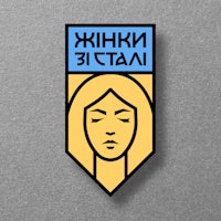 Logo of woman on sliver background 