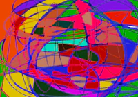 a colorful abstract painting with a circle in the middle