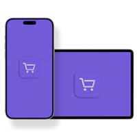 a purple phone with a shopping cart icon on it