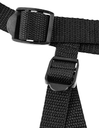 a black strap with two buckles on it