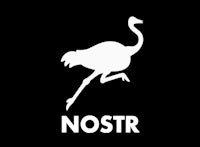 a white ostrich with the word nostr on it
