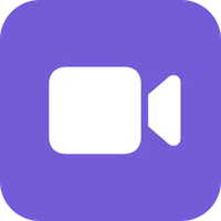 a purple square with a video icon on it