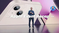 an apple event recap with a man standing on stage