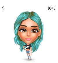 a blue haired girl wearing a t - shirt