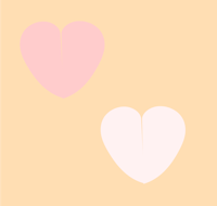 two pink and white hearts on a yellow background