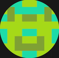 a green and blue square on a black background