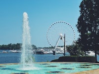 a fountain with a ferris wheel