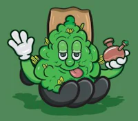 a cartoon character holding a bottle of weed