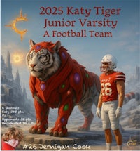 the cover of the 2012 katy tiger junior varsity football team