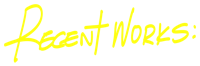 the logo for recent works on a black background