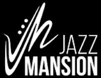 the jazz mansion logo on a black background