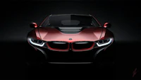 the bmw i8 concept is shown in black and red
