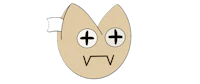 a cartoon face with two eyes and a mouth
