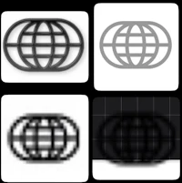 four different images of a globe with a black background