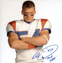 an autographed photo of a football player