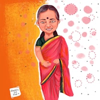 an illustration of an indian woman in a sari