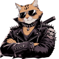a cat wearing a leather jacket and sunglasses