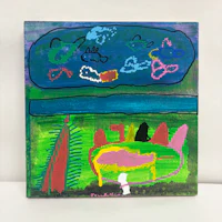 a painting with a colorful background