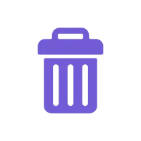 a purple trash can icon on a black background