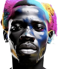 a man with colorful paint on his face