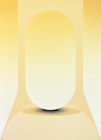 a poster with a yellow background and a circle in the middle