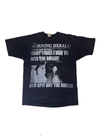 a t - shirt with the words morning herald and out of the shells