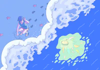 a person is riding a surfboard on a wave