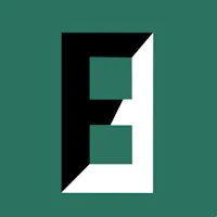 the letter e in black and white on a green background