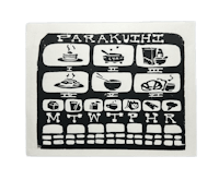 a black and white drawing of a plate with food on it