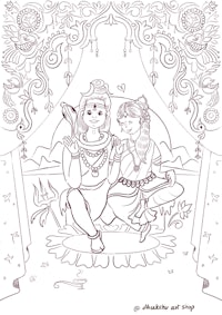 lord krishna and lord ganesha coloring page