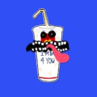 a cartoon drink with a tongue sticking out of it