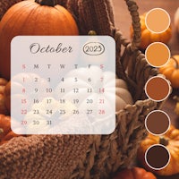 october 2020 calendar with pumpkins in a basket