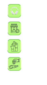 a green screen with four icons on it