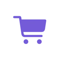 a purple shopping cart icon on a black background