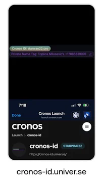 a screenshot of a screen with the text cronos id universe