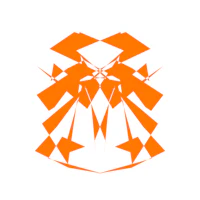an orange geometric design on a white background