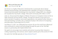 a microsoft education page with an image of a woman