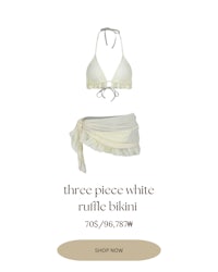 three piece white ruffle island