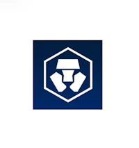 a blue and white logo with a hexagon on it