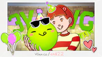 a picture of a girl holding a green balloon