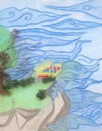 a drawing of a boat in the water