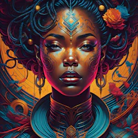 an illustration of a woman with a flower on her face