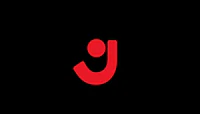 a red logo with the letter g on a black background
