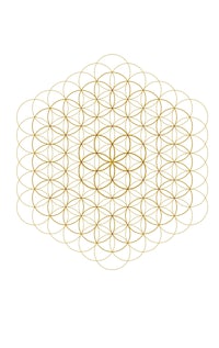 a golden flower of life on a white background