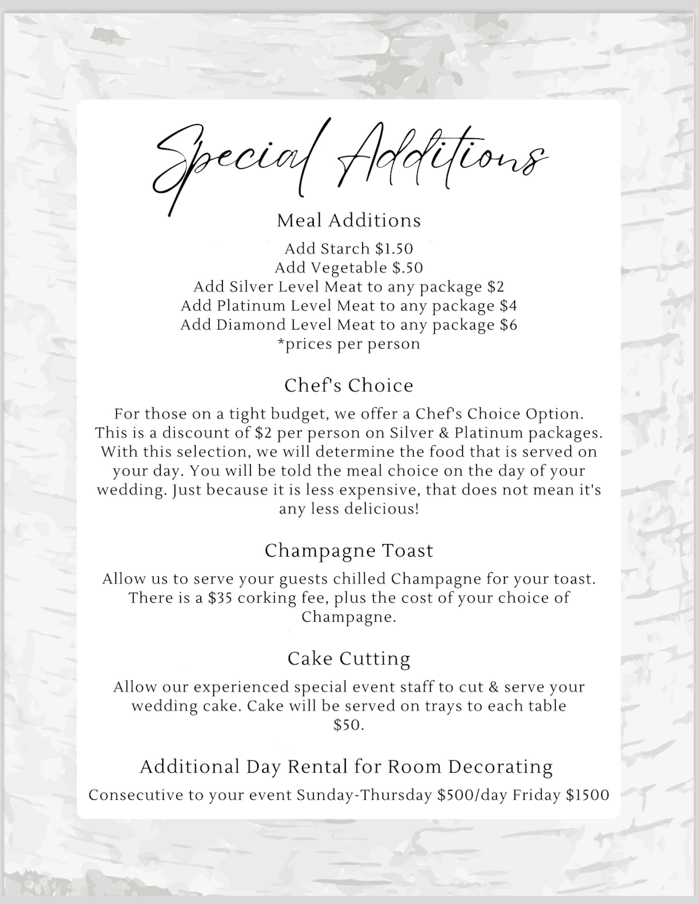 White Birch Special Additions