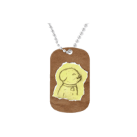 a dog tag with a drawing of a dog on it