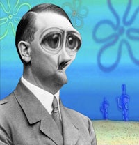an image of a man in a suit with a mask on his face