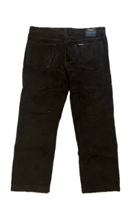 a pair of black corduroy pants on a white background